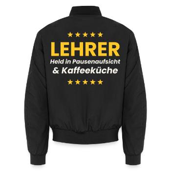 Lehrer Shirt Pausenaufsicht Kaffeeküche Lustig - Unisex Bomberjacke - Schwarz - Hinten - AI Model Male 185 light (185cm)