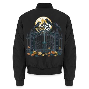 Krähen auf dem Friedhofstor - Unisex Bomberjacke - Schwarz - Hinten - AI Model Male 185 light (185cm)