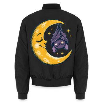 Die Mondsichel mit der schlafenden Fledermaus - Unisex Bomberjacke - Schwarz - Hinten - AI Model Male 185 light (185cm)