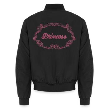 Rosa Prinzessin Schnörkelrahmen - Unisex Bomberjacke - Schwarz - Hinten - AI Model Male 185 light (185cm)