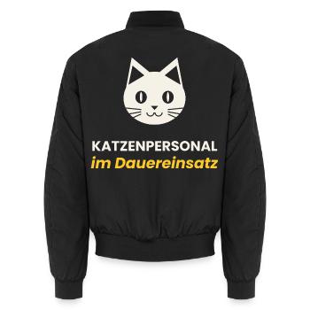 Katzenpersonal Shirt Lustig Katzenliebhaber Gesche - Unisex Bomberjacke - Schwarz - Hinten - AI Model Male 185 light (185cm)