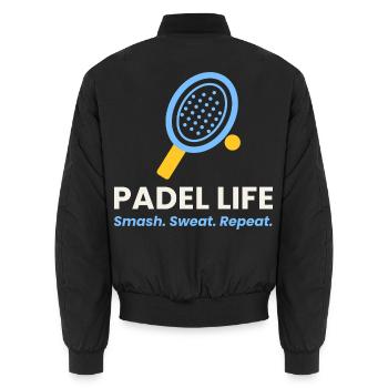 Padel Life Shirt Smash Sweat Repeat Padel Player - Unisex Bomberjacke - Schwarz - Hinten - AI Model Male 185 light (185cm)