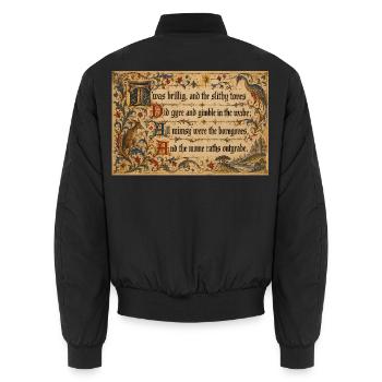 Mittelalterlicher Illumined Jabberwocky - Unisex Bomberjacke - Schwarz - Hinten - AI Model Male 185 light (185cm)