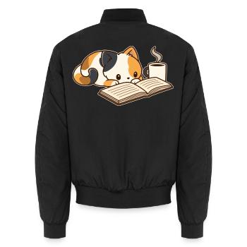 Lesepause mit Kaffee - Unisex Bomberjacke - Schwarz - Hinten - AI Model Male 185 light (185cm)