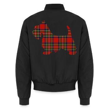 Tartan Scottie Hund | Pyrenäen-Linienlabor - Unisex Bomberjacke - Schwarz - Hinten - AI Model Male 185 light (185cm)