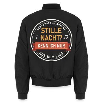 Stille Nacht? Kenn ich nur aus dem Lied. Retro - Unisex Bomberjacke - Schwarz - Hinten - AI Model Male 185 light (185cm)
