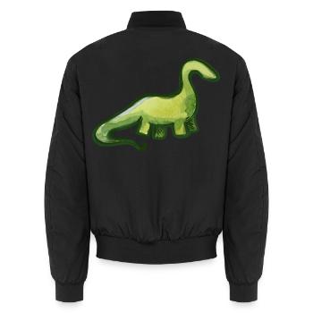 Salbeigrüner Aquarell-Dino - Unisex Bomberjacke - Schwarz - Hinten - AI Model Male 185 light (185cm)