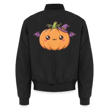 Halloween Kürbis - Unisex Bomberjacke - Schwarz - Hinten - AI Model Male 185 light (185cm)