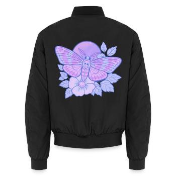 Mystic Skull Moth Pastellpastell - Unisex Bomberjacke - Schwarz - Hinten - AI Model Male 185 light (185cm)