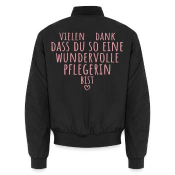 Beste Pflegerin Herz Dankeschön Altenpflege - Unisex Bomberjacke - Schwarz - Hinten - AI Model Male 185 light (185cm)