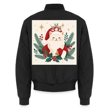 Katzensanta mit Rentierkranz und Mäusen - Unisex Bomberjacke - Schwarz - Hinten - AI Model Male 185 light (185cm)