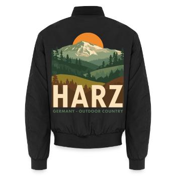 Harz Germany Outdoor Country - Unisex Bomberjacke - Schwarz - Hinten - AI Model Male 185 light (185cm)