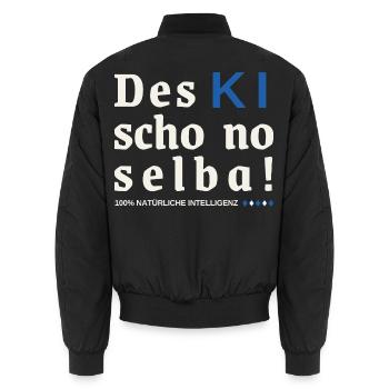 Des KI schon no selba! 100% natürliche Intelligenz - Unisex Bomberjacke - Schwarz - Hinten - AI Model Male 185 light (185cm)