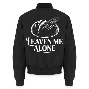 LeaveMeAlone Text mit Weizen - Unisex Bomberjacke - Schwarz - Hinten - AI Model Male 185 light (185cm)