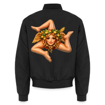 Sizilianische Trinacria - Unisex Bomberjacke - Schwarz - Hinten - AI Model Male 185 light (185cm)