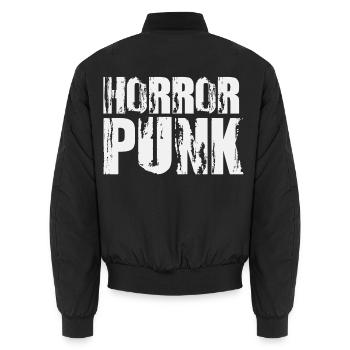 Horror Punk Stressed Text - Unisex Bomberjacke - Schwarz - Hinten - AI Model Male 185 light (185cm)