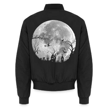 Ganze Nacht: Unheimlicher Wald - Unisex Bomberjacke - Schwarz - Hinten - AI Model Male 185 light (185cm)