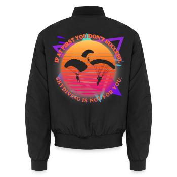 Sonnenuntergangs- und Gleitschirmsprung-Witz - Unisex Bomberjacke - Schwarz - Hinten - AI Model Male 185 light (185cm)