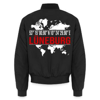 Lüneburg - Unisex Bomberjacke - Schwarz - Hinten - AI Model Male 185 light (185cm)