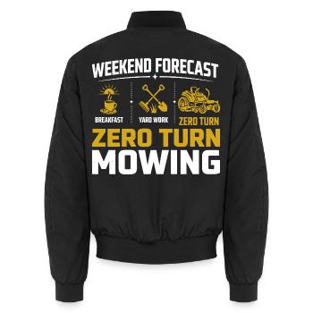 Wochenende Vorhersage Rasenmähen Zero Turn - Unisex Bomberjacke - Schwarz - Hinten - AI Model Male 185 light (185cm)