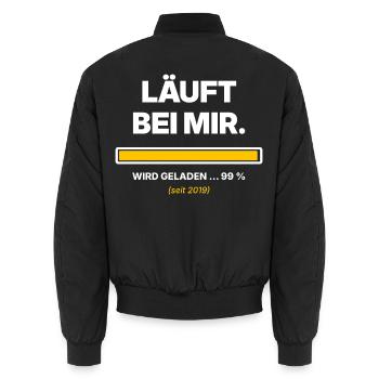 Läuft bei mir – Ladebalken 99 % lustiger Spruch - Unisex Bomberjacke - Schwarz - Hinten - AI Model Male 185 light (185cm)