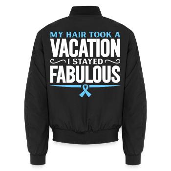 Glatze mit Stil - Urlaub für die Haare - Unisex Bomberjacke - Schwarz - Hinten - AI Model Male 185 light (185cm)