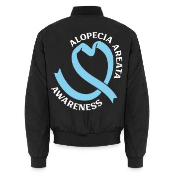 Alopecia Areata - Bewusstsein & Herz - Unisex Bomberjacke - Schwarz - Hinten - AI Model Male 185 light (185cm)