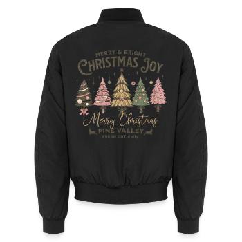 Merry Christmas Joy Tannenbaum Vintage Geschenk - Unisex Bomberjacke - Schwarz - Hinten - AI Model Male 185 light (185cm)