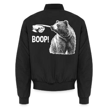 Funny Bear Boop The Snoot Animal Humor - Unisex Bomberjacke - Schwarz - Hinten - AI Model Male 185 light (185cm)