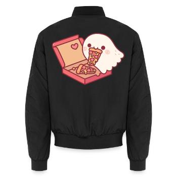 Süßer Geist liebt es, Peperoni-Pizza zu essen - Unisex Bomberjacke - Schwarz - Hinten - AI Model Male 185 light (185cm)