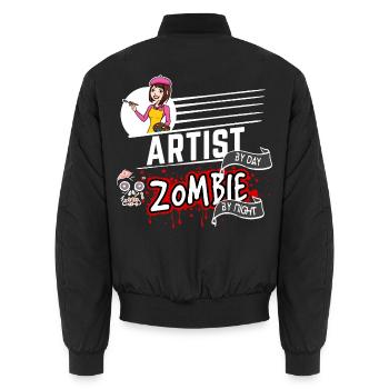 Artist by day Zombie by night - Künstlerin - Unisex Bomberjacke - Schwarz - Hinten - AI Model Male 185 light (185cm)