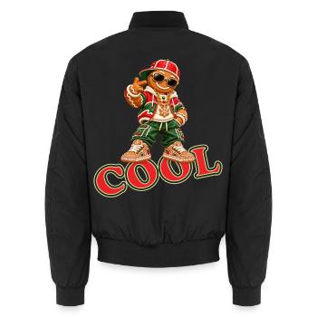 Cooles Lebkuchenmännchen mit COOL-Schriftzug - Unisex Bomberjacke - Schwarz - Hinten - AI Model Male 185 light (185cm)