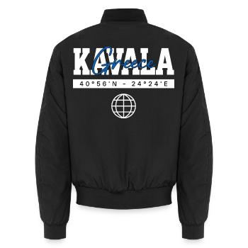 Kavala Griechenland Koordinaten Reise Souvenir - Unisex Bomberjacke - Schwarz - Hinten - AI Model Male 185 light (185cm)