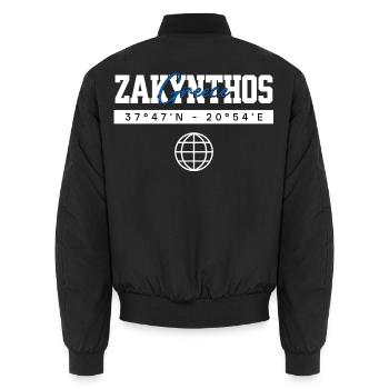 Zakynthos Griechenland Koordinaten Reise Souvenir - Unisex Bomberjacke - Schwarz - Hinten - AI Model Male 185 light (185cm)