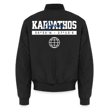 Karpathos Griechenland Koordinaten Reise Souvenir - Unisex Bomberjacke - Schwarz - Hinten - AI Model Male 185 light (185cm)