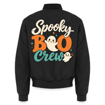 Spooky Boo Crew Retro Halloween-Geister - Unisex Bomberjacke - Schwarz - Hinten - AI Model Male 185 light (185cm)