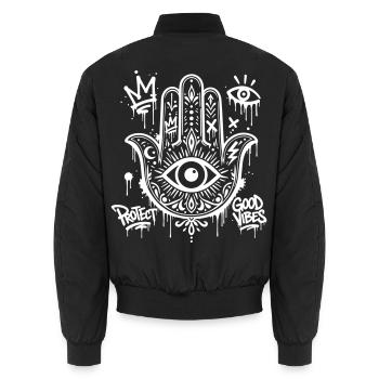 Hamsa - Unisex Bomberjacke - Schwarz - Hinten - AI Model Male 185 light (185cm)