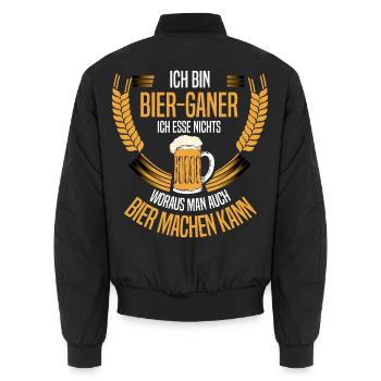 Ich bin Bier-Ganer – Bier Machen Kann - Unisex Bomberjacke - Schwarz - Hinten - AI Model Male 185 light (185cm)