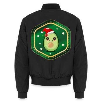 Weihnachts-Avocado - Unisex Bomberjacke - Schwarz - Hinten - AI Model Male 185 light (185cm)