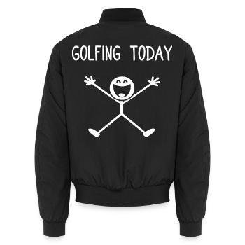 Golfing today Golfer Golf Golfen - Unisex Bomberjacke - Schwarz - Hinten - AI Model Male 185 light (185cm)