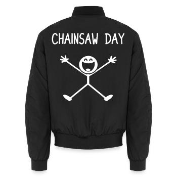 Chainsaw day Holz machen Holzfäller Waldarbeiter - Unisex Bomberjacke - Schwarz - Hinten - AI Model Male 185 light (185cm)