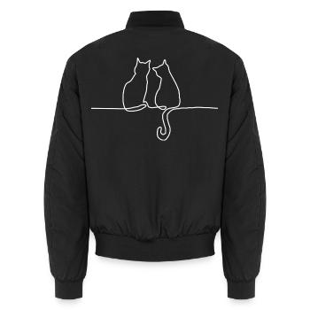 Katzen Line art - Unisex Bomberjacke - Schwarz - Hinten - AI Model Male 185 light (185cm)