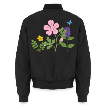 Blumen botanisch Garten Zeichnung Blumenliebhaber - Unisex Bomberjacke - Schwarz - Hinten - AI Model Male 185 light (185cm)