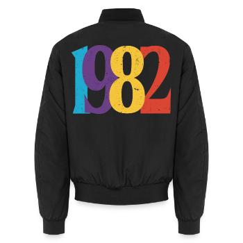 Geboren 1982 Geburtstagsgeschenk Geburtstag 82 - Unisex Bomberjacke - Schwarz - Hinten - AI Model Male 185 light (185cm)