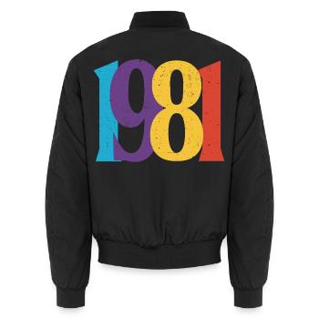 Geboren 1981 Geburtstagsgeschenk Geburtstag 81 - Unisex Bomberjacke - Schwarz - Hinten - AI Model Male 185 light (185cm)
