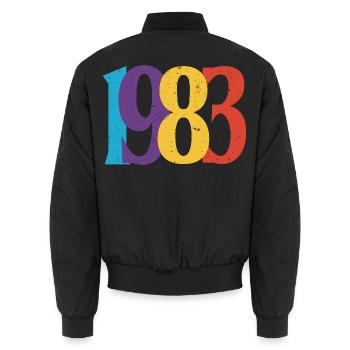 Geboren 1983 Geburtstagsgeschenk Geburtstag 83 - Unisex Bomberjacke - Schwarz - Hinten - AI Model Male 185 light (185cm)