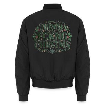 Merry Chrstms – frecher Weihnachtsspruch - Unisex Bomberjacke - Schwarz - Hinten - AI Model Male 185 light (185cm)