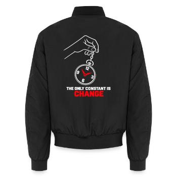 Taschenuhr – Die einzige Konstante ist Veränderung - Unisex Bomberjacke - Schwarz - Hinten - AI Model Male 185 light (185cm)