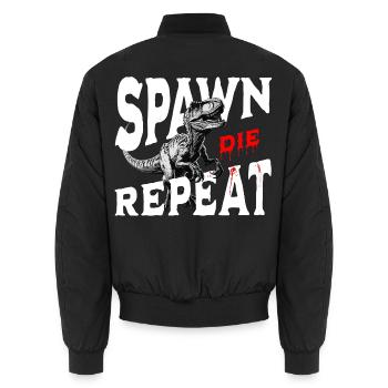 Spawn Die Repeat Raptor Gaming Design Dino - Unisex Bomberjacke - Schwarz - Hinten - AI Model Male 185 light (185cm)