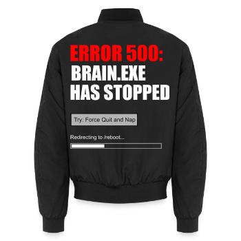 Fehler 500 Brain.exe Crash Tech Grafik-Tee - Unisex Bomberjacke - Schwarz - Hinten - AI Model Male 185 light (185cm)